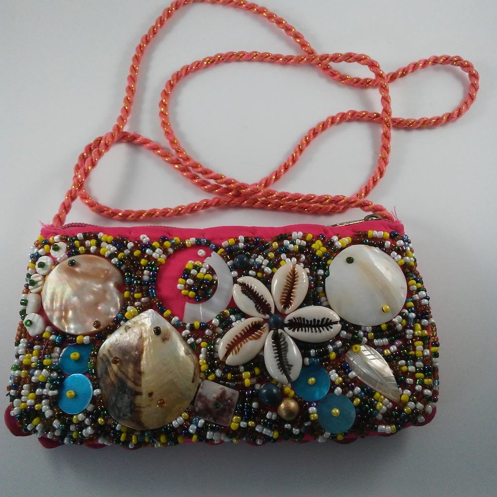 Shell Embellished Crossbody Purse